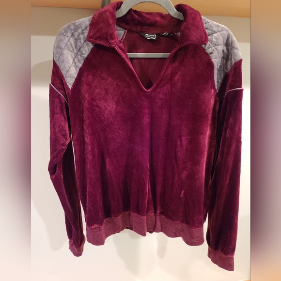 Vintage Velour L/M Landmark Maroon Collared Sweatshirt - Picture 2 of 5